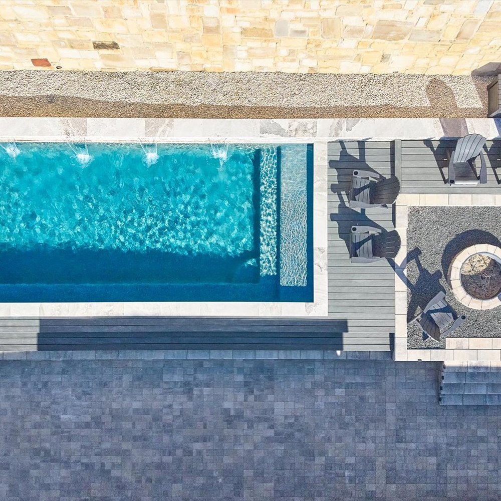 Custom pool coping and deck detail — New Braunfels Texas
