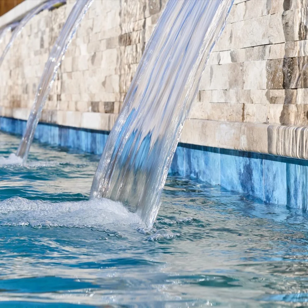 Atlantic Gray Splitface raised wall with water sheers