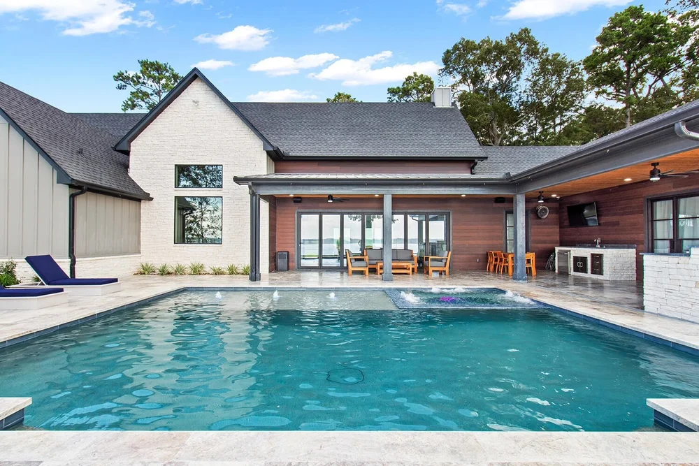 Backyard pool with outdoor kitchen — Austin TX
