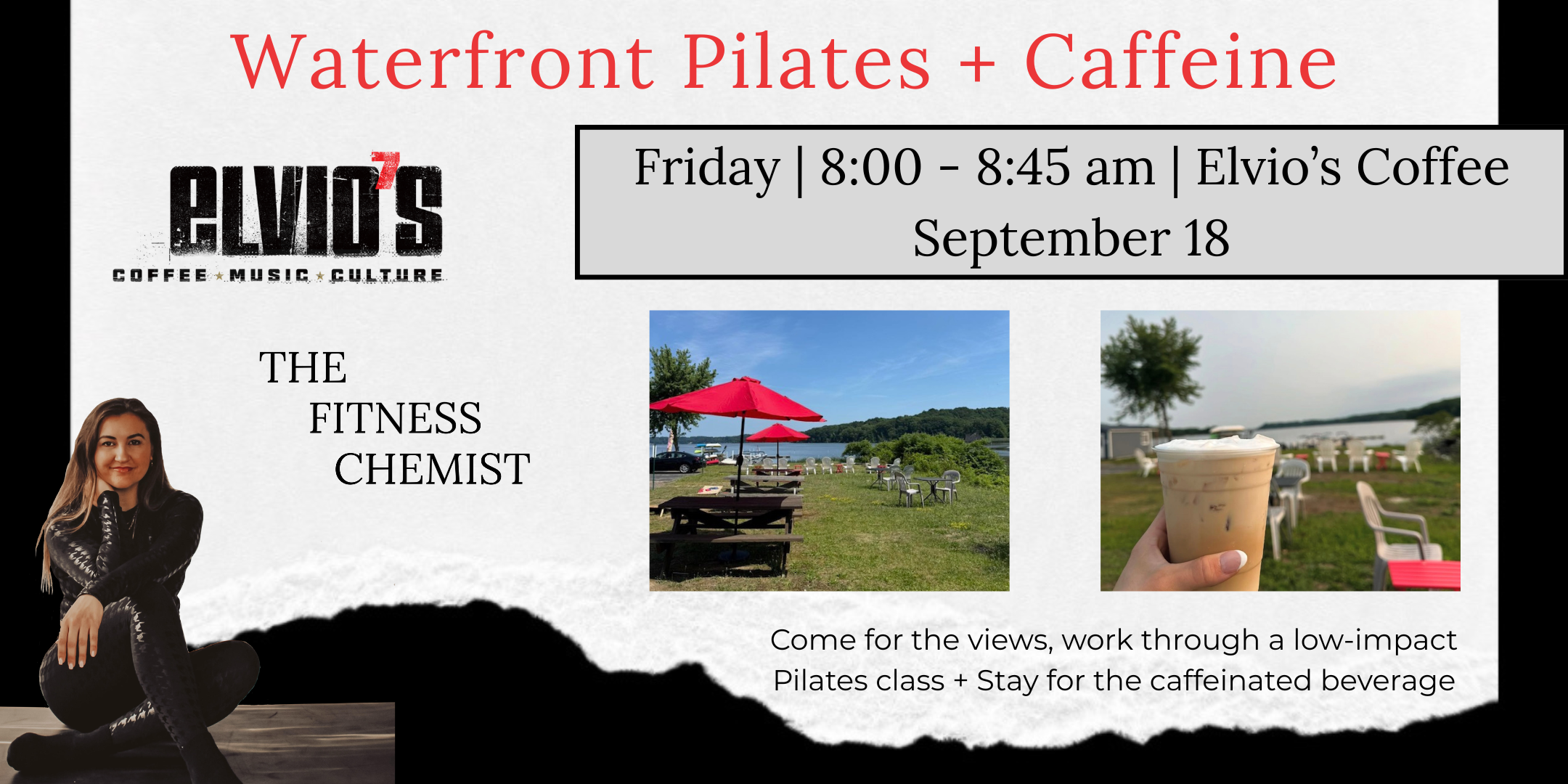 Waterfront Pilates + Caffeine Series @ Elvio’s Coffee