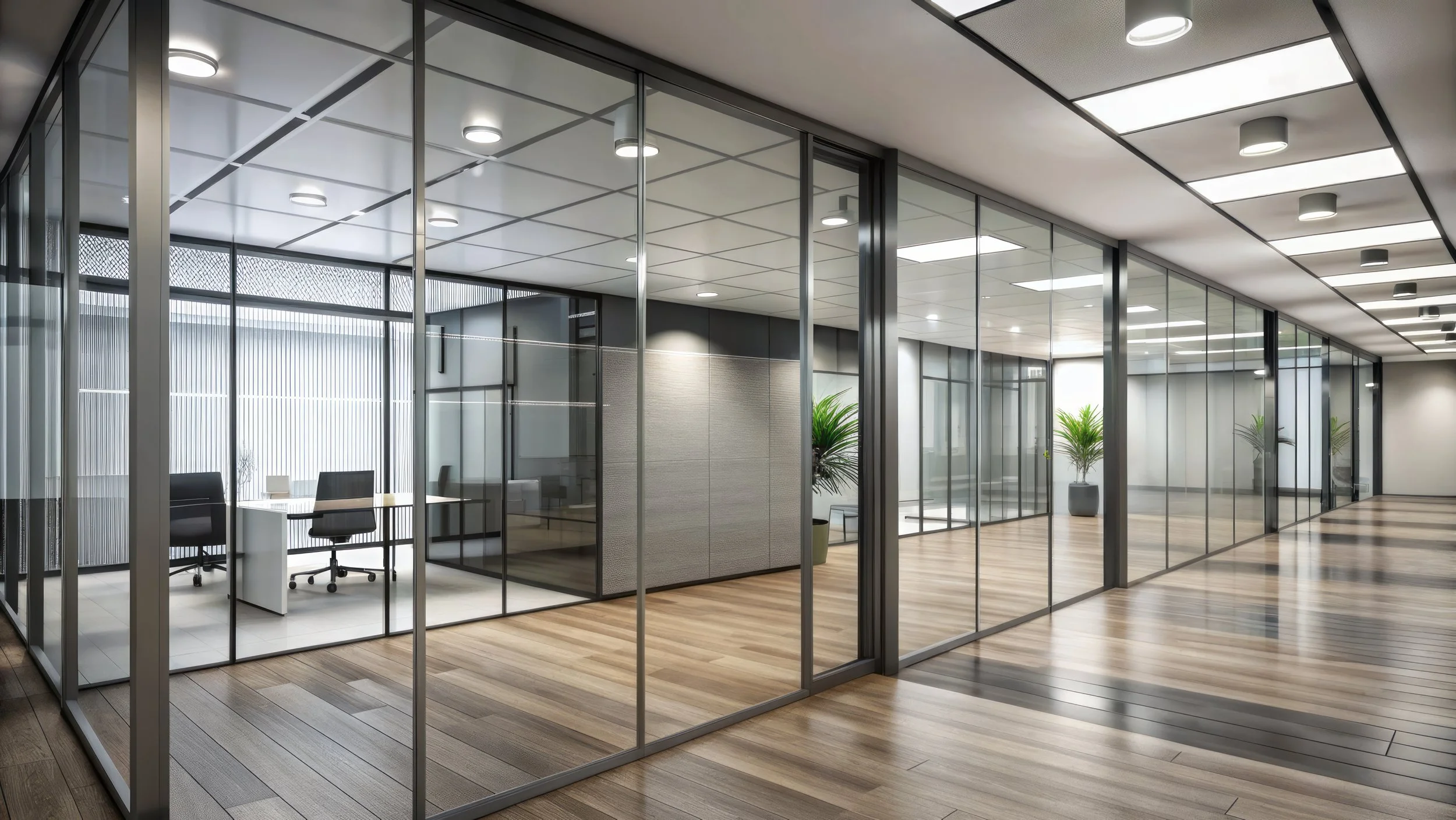 Office with glass walls