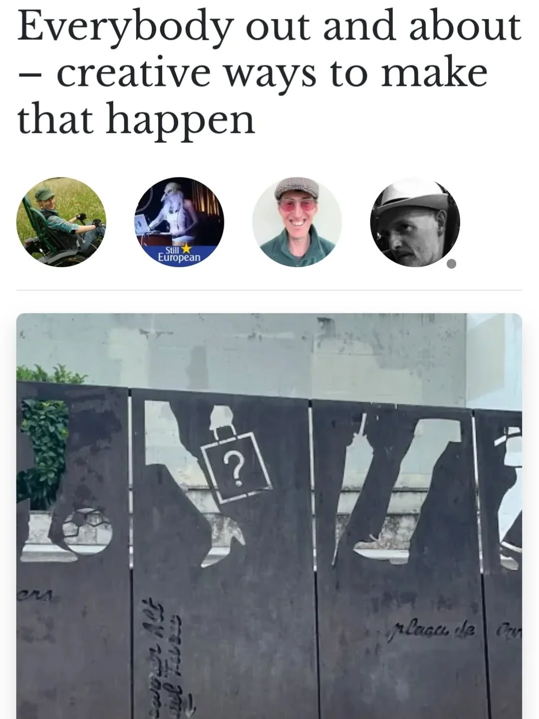 Hope the new year is off to a good start! 
We will be back in February with our monthly gatherings but a reminder of the great @walklistencreate sessions (for Australian earlybirds). This looks to be an important one about accessibility in the world 