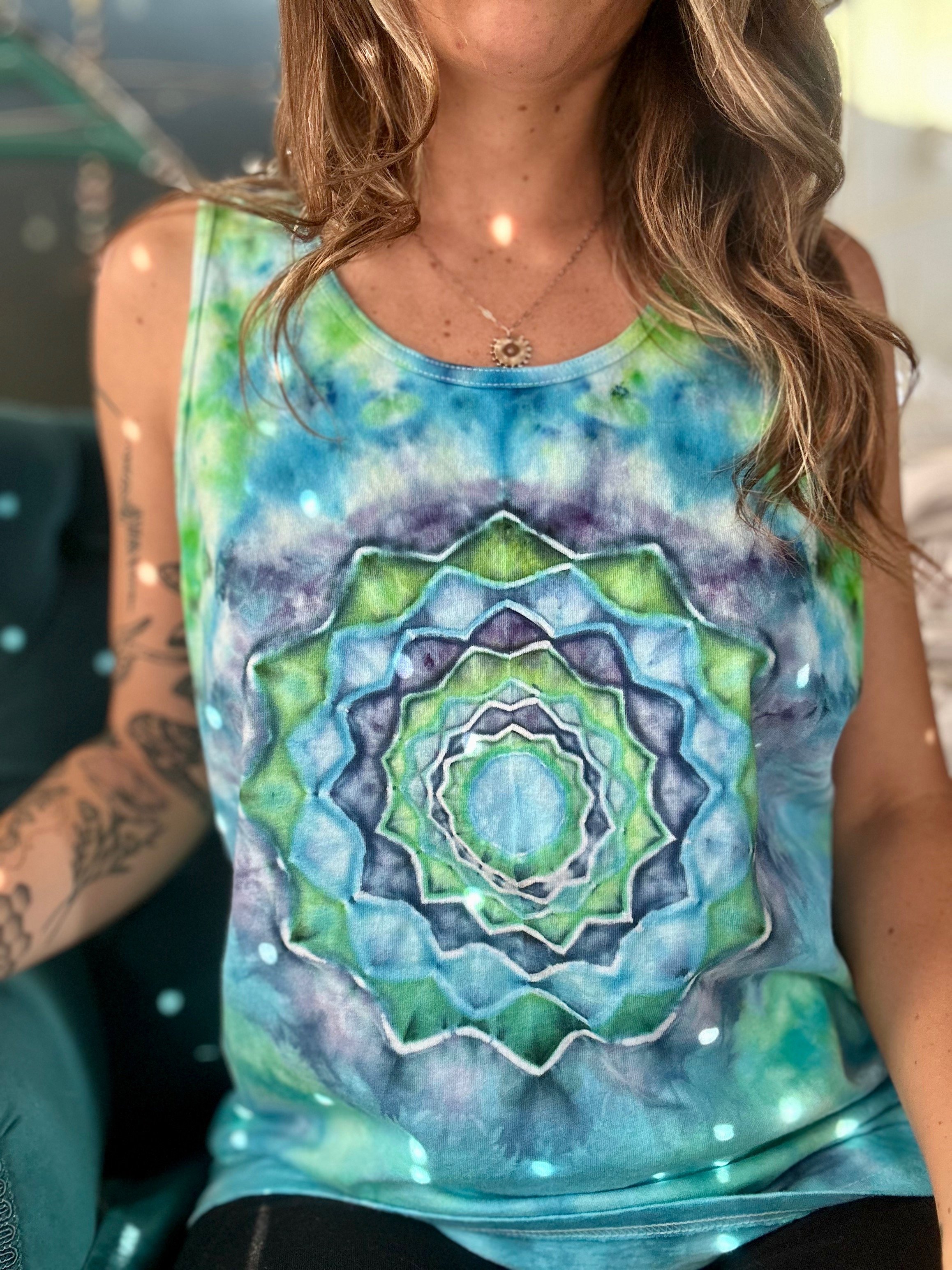 Unisex tank - Blue/Green Mandala (Medium)