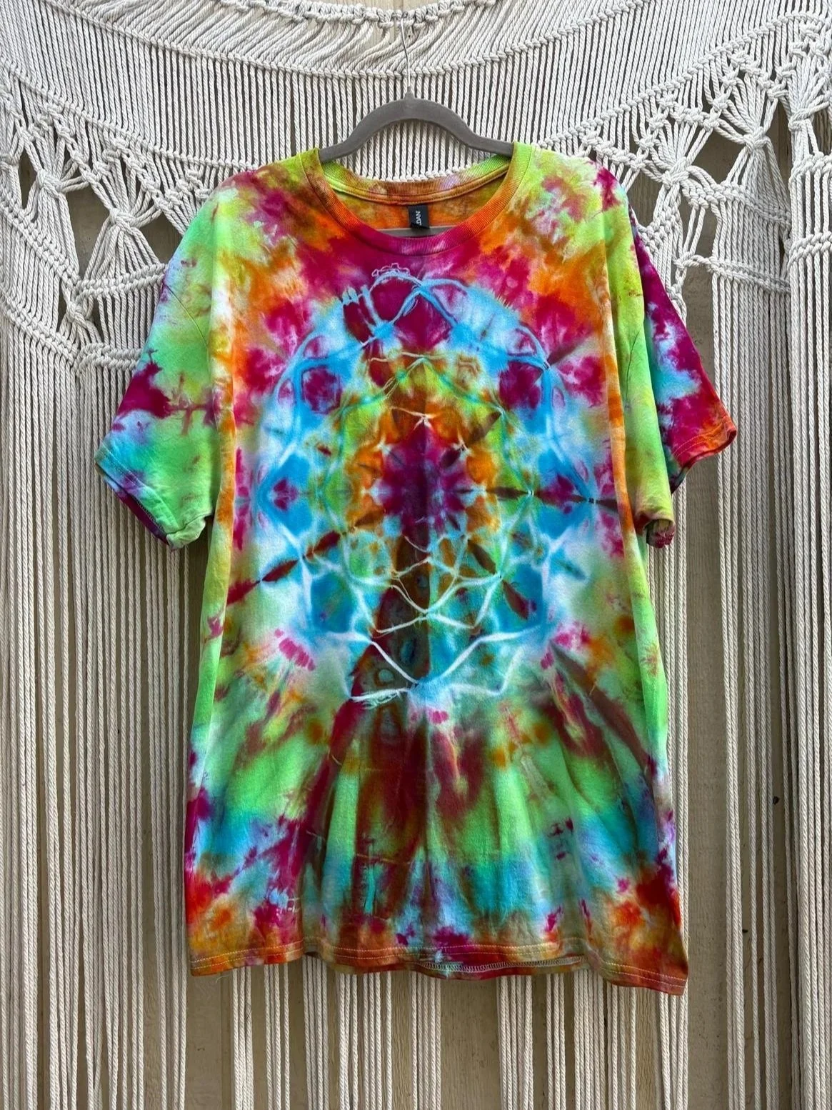 Rainbow Nebula Mandala T-Shirt 001 (UV-REACTIVE) (XL)