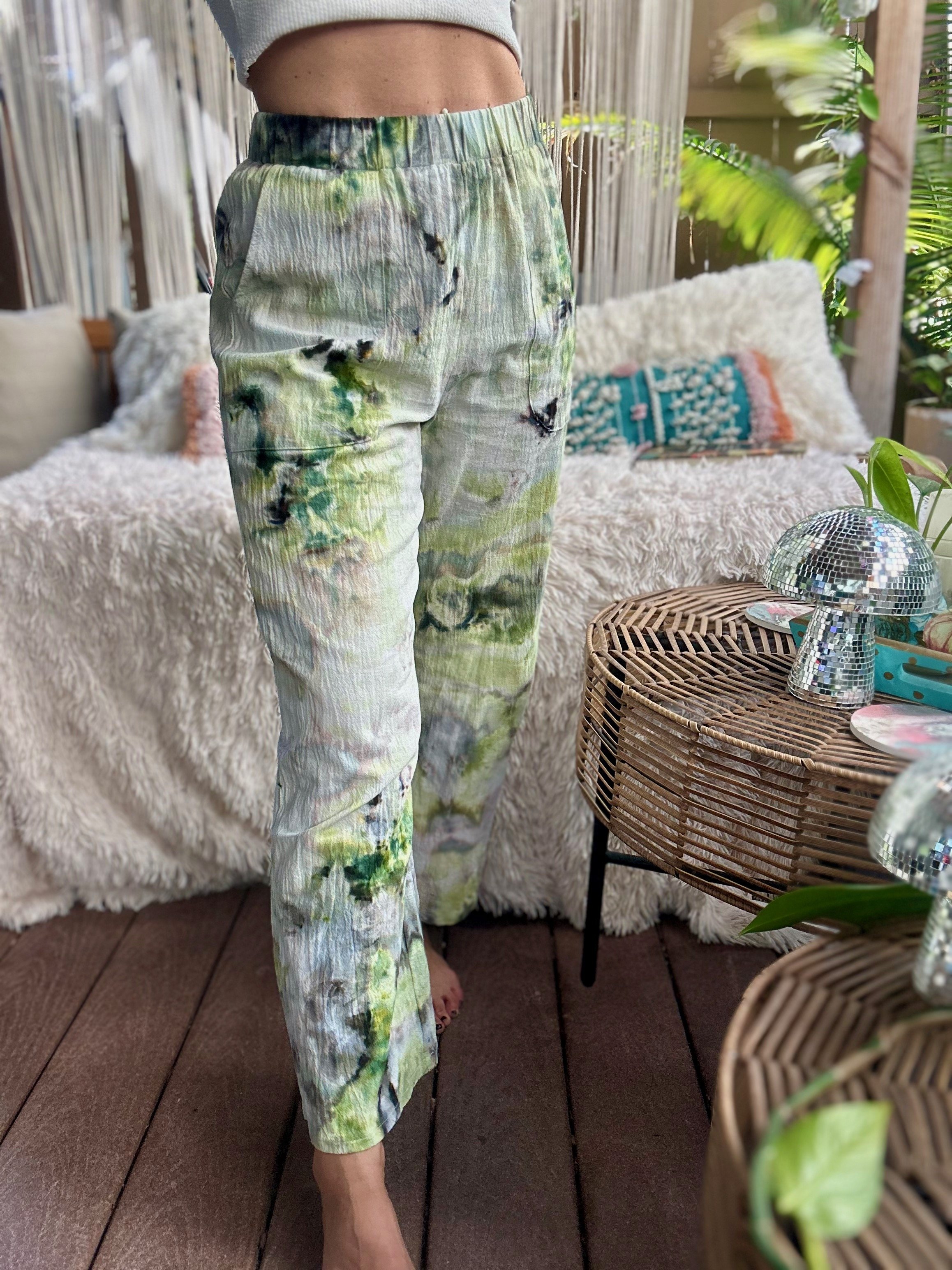 Cotton pants - Green/White (Small)