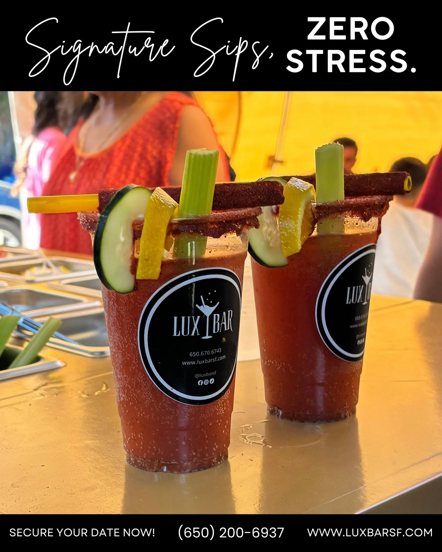 Signature Sips. Zero Stress. 🥂✨

Party plans? We&rsquo;ve got your pour covered.
Skip the shopping, prepping, and mixing &mdash; LuxBar rolls in with everything you need for a flawless bar setup.

🍸 Handcrafted cocktails? ✔️
🍋 Fresh ingredients? ✔