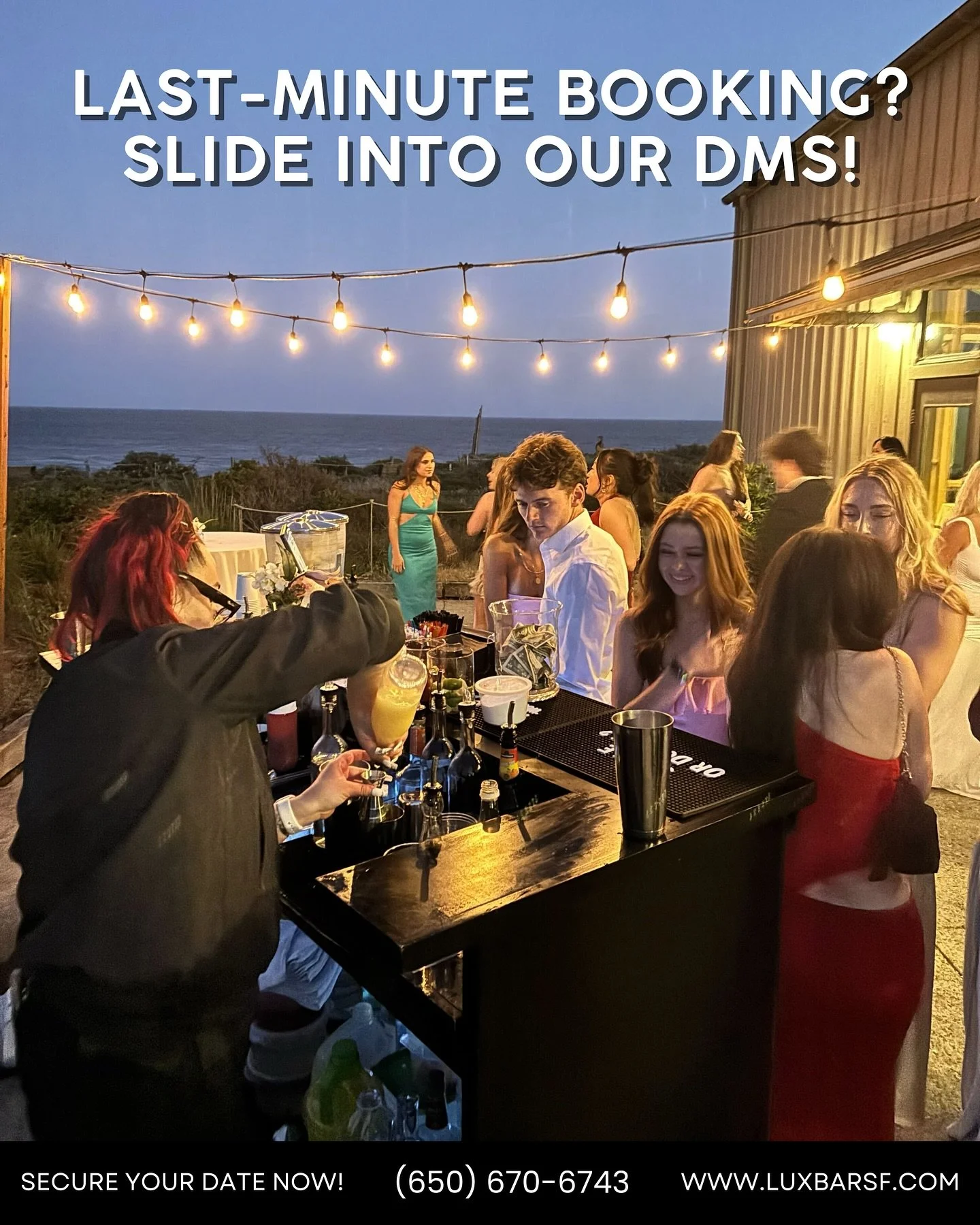 🍸 Forgot to book the bar? Don&rsquo;t stress&mdash;we&rsquo;ve got you covered! Whether it&rsquo;s a wild last-minute bash or a classy celebration, we&rsquo;ll show up shaking, stirring, and serving smiles. 🥂 Slide into our DMs and let&rsquo;s turn