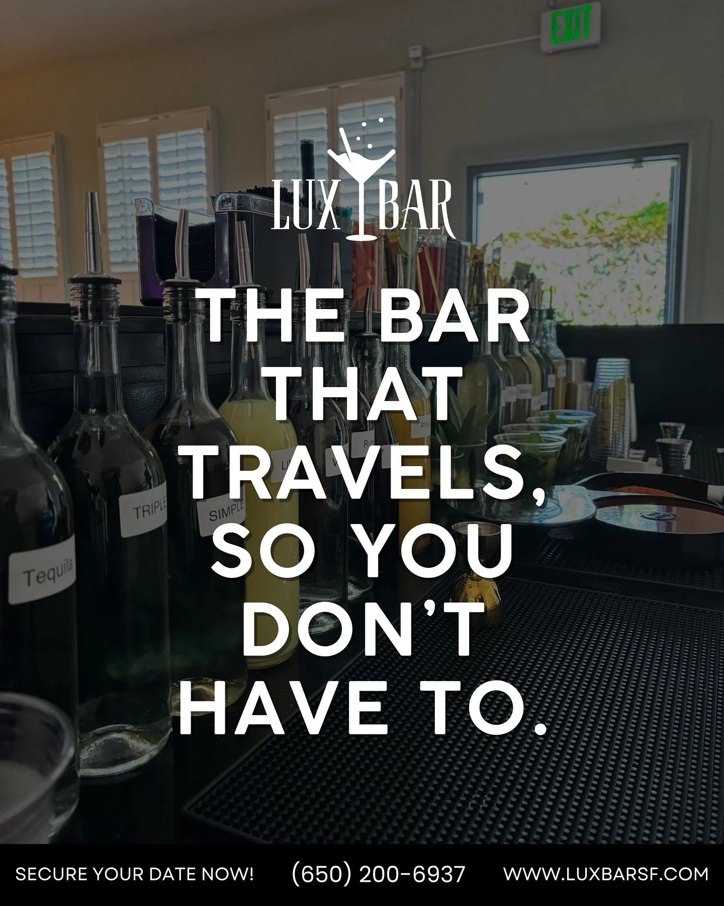 🍹 Your Party&rsquo;s Secret Weapon? A Bar That Rolls In! 🚐✨

Why settle for basic drinks and boring lines?
LuxBar delivers the ultimate bar experience right to your doorstep &mdash; mixers, margaritas, and magic included. 🍋🔥

Whether you&rsquo;re