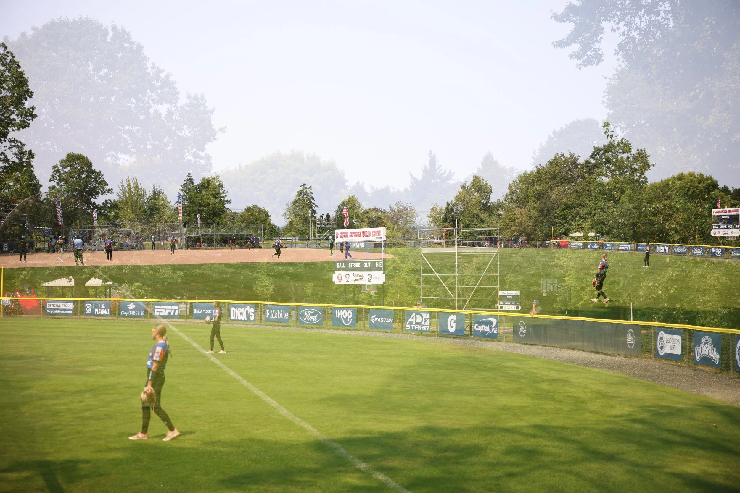 From the outfield.