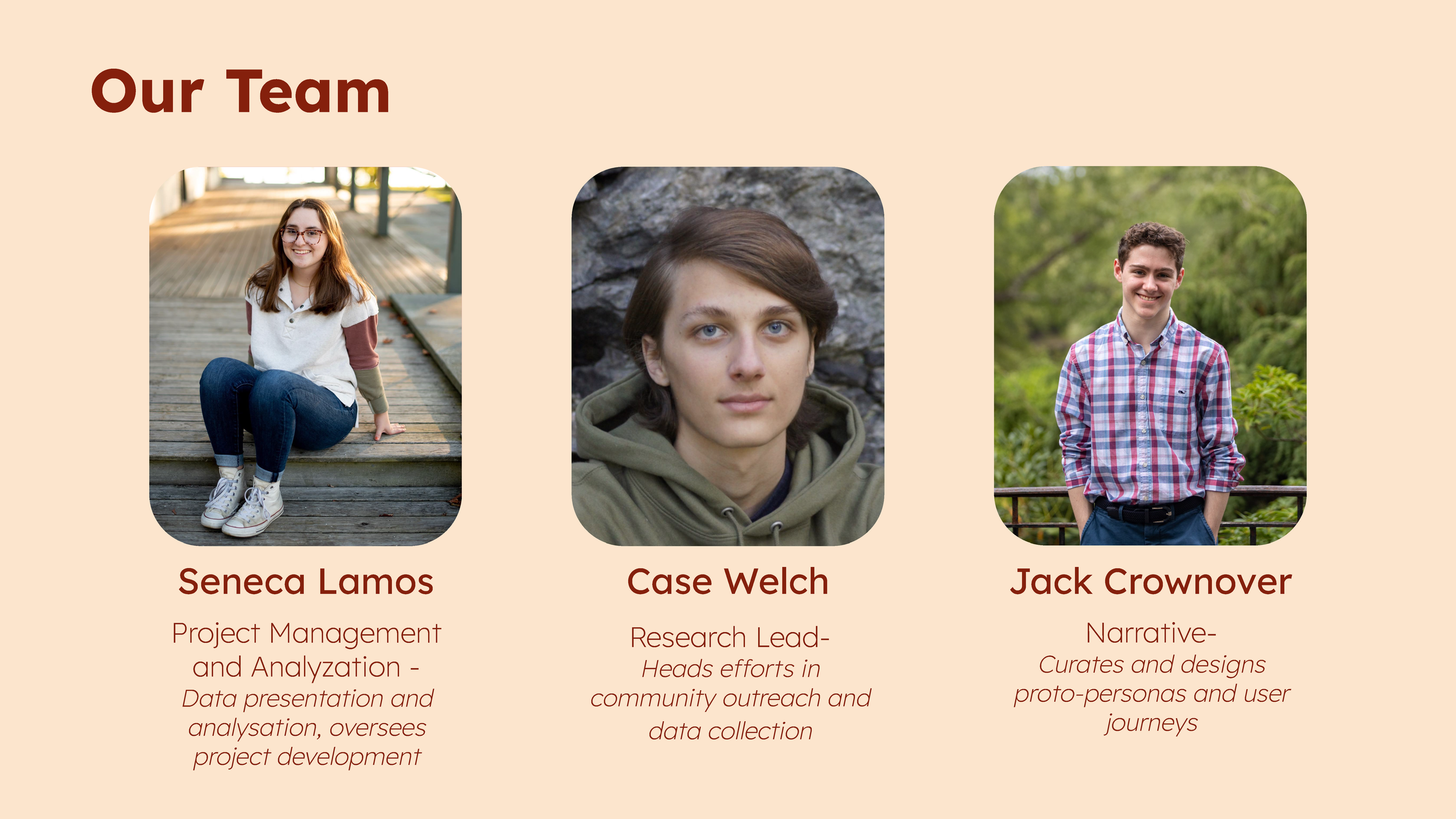 As Project Manager, I oversaw team progress and structured our presentation, creating graphics to clearly convey stakeholder insights. I ensured effective data visualization, making complex findings accessible and highlighting our research-driven app