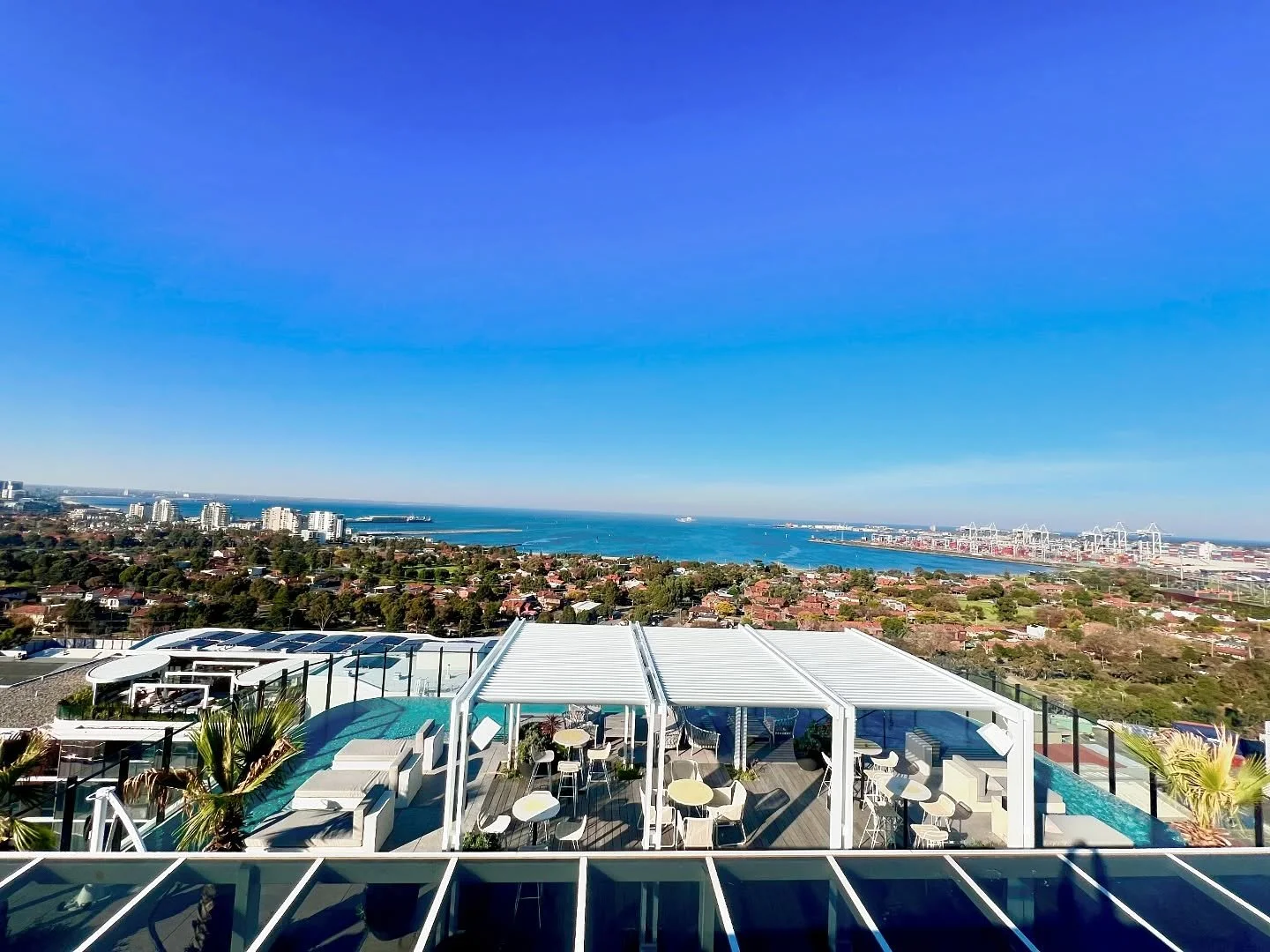The Saba Rooftop - Perched gracefully on the 16th floor of a beautifully designed building in Port Melbourne. One of a kind venue with paranomic view of the city skyline, the serene ocean, and the bustling city traffic.