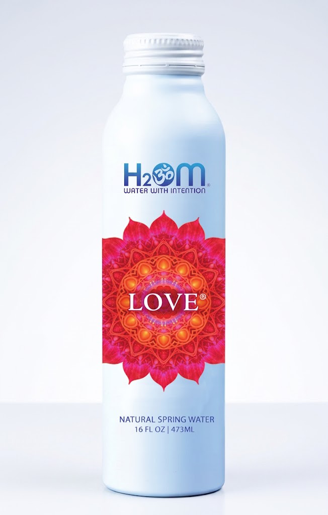 H2Om Love bottle with white cap