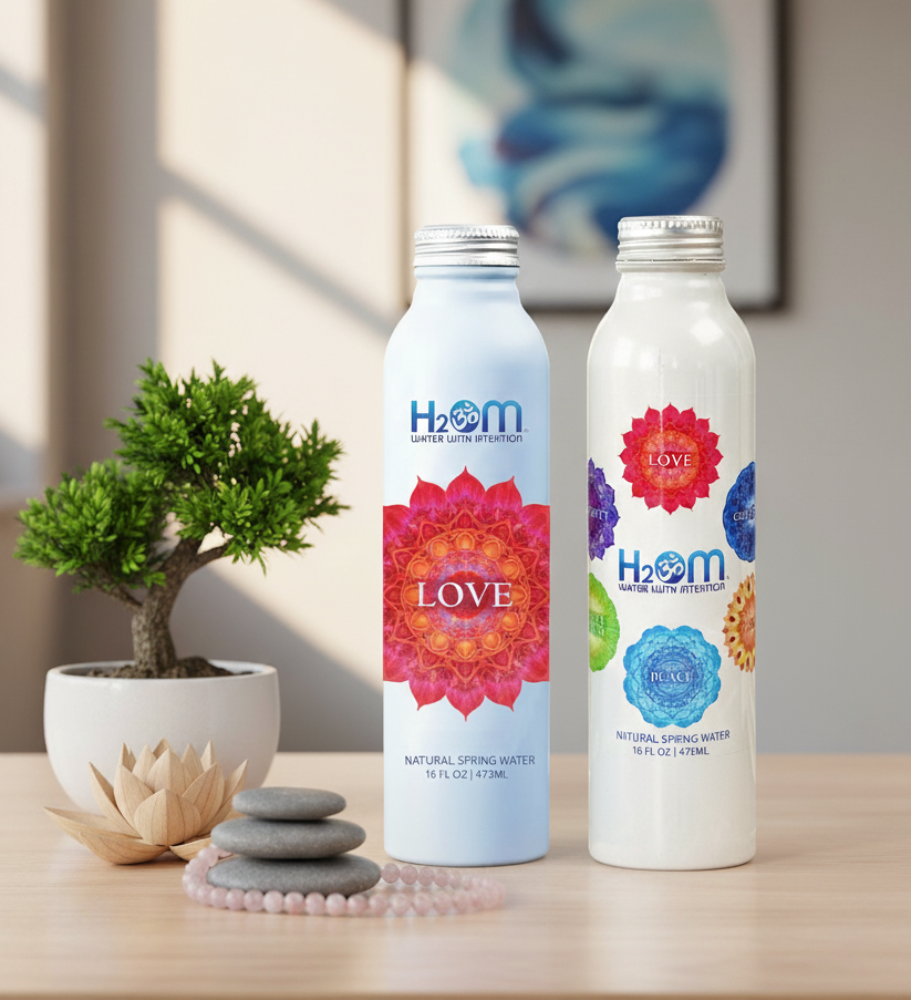 Two H2Om Love bottles product shot