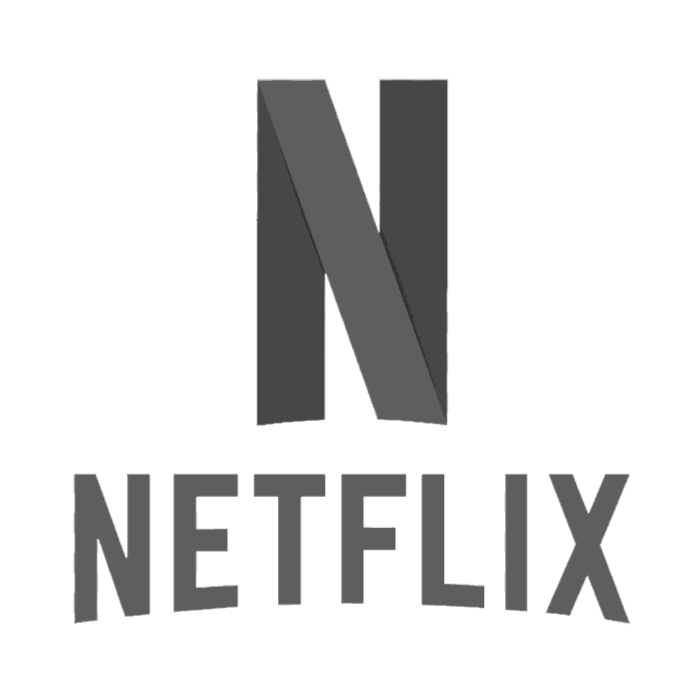 Black and white Netflix logo featuring a stylized letter N and the word 'NETFLIX' below.