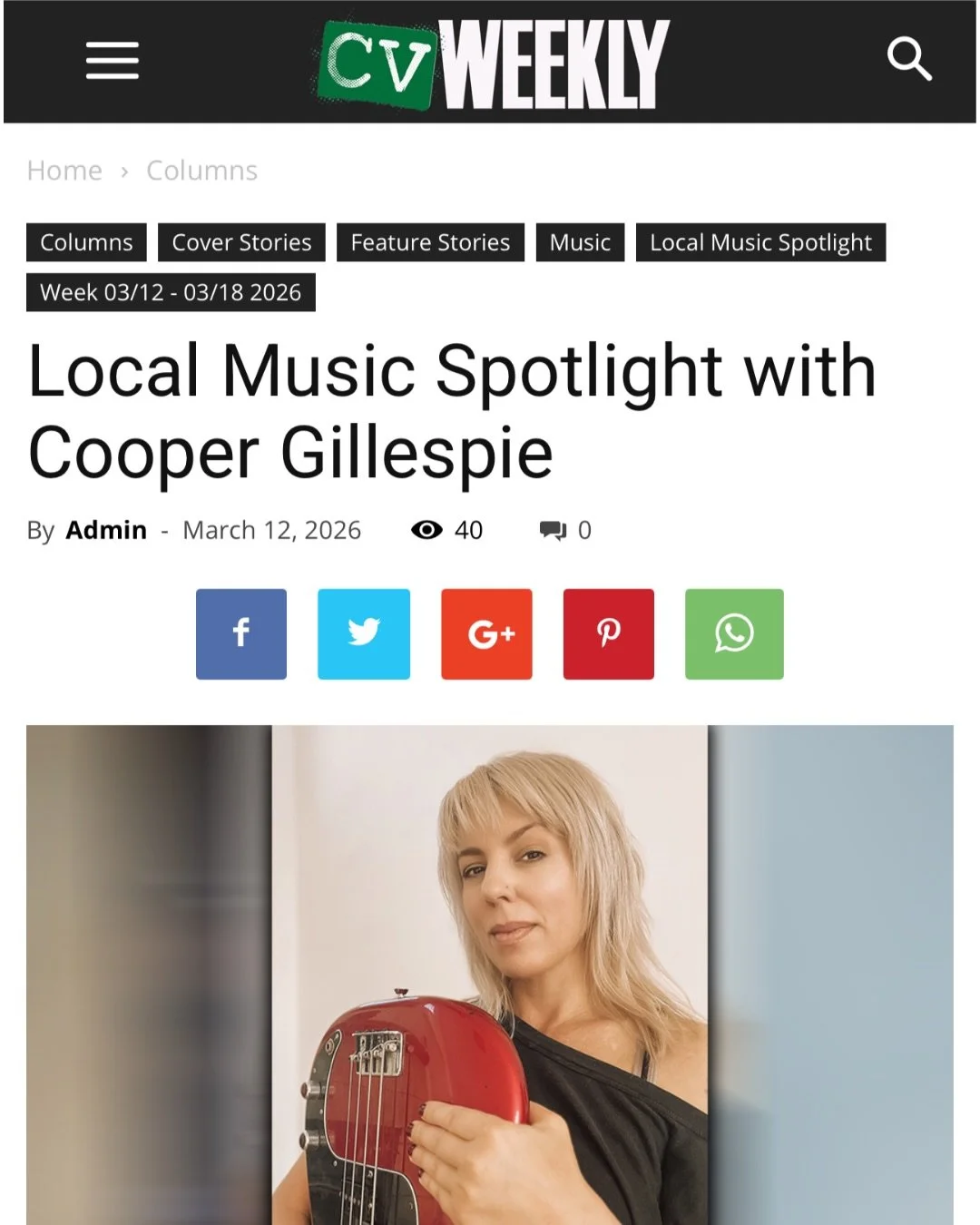 Want to know more about Cooper and her musical journey? 

When she&rsquo;ll start playing country?
A pivotal onstage moment?
How she went from punk bands to more ethereal ones?

Check out this sweet profile by @cvweekly ✨