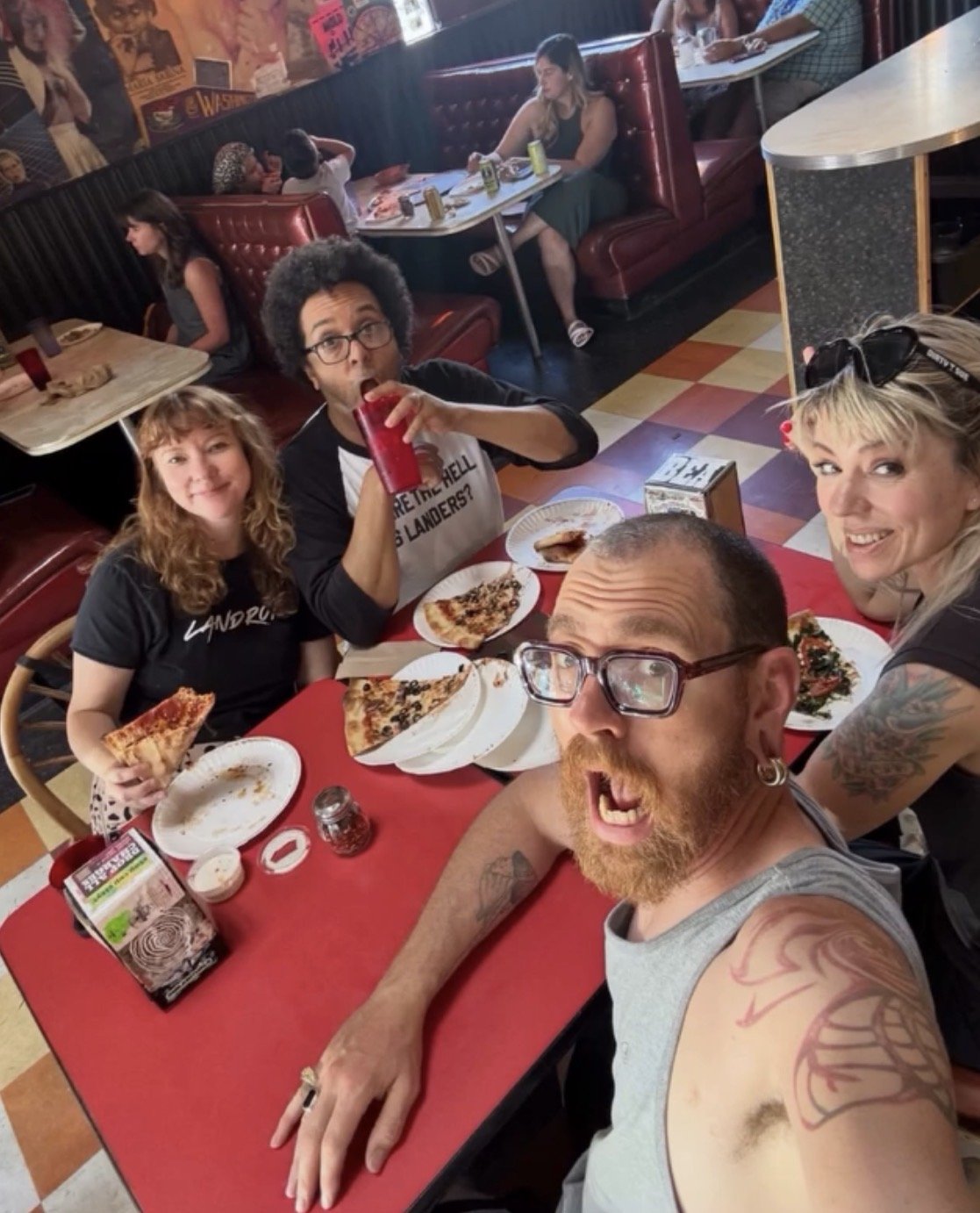 Pre-show pizza at Ol School Pizza in Olympia. Photo by Nigel Roman.