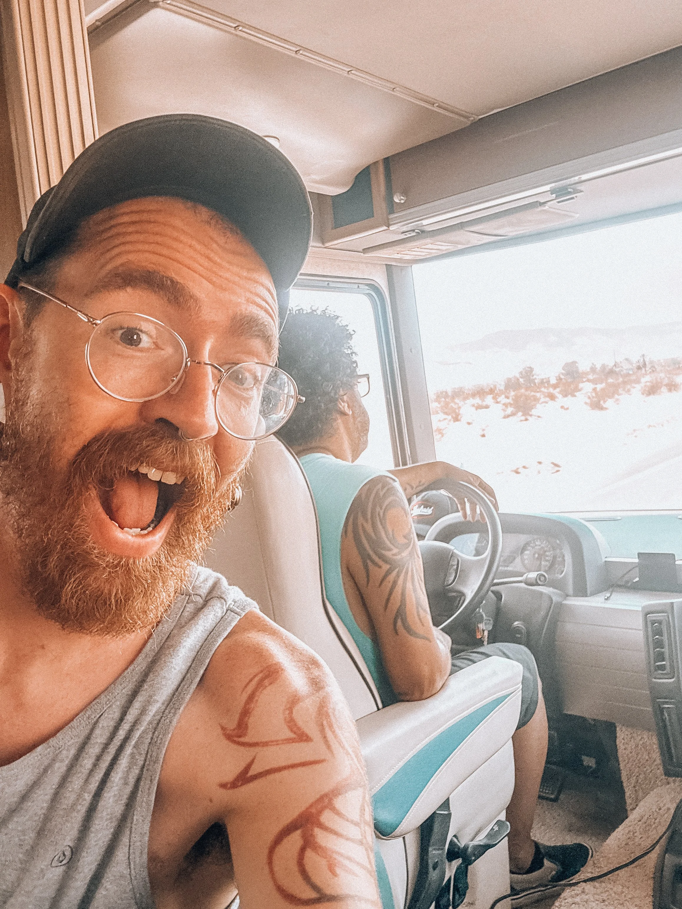 Nigel excited to be on the road. Photo by Charlotte Burns.