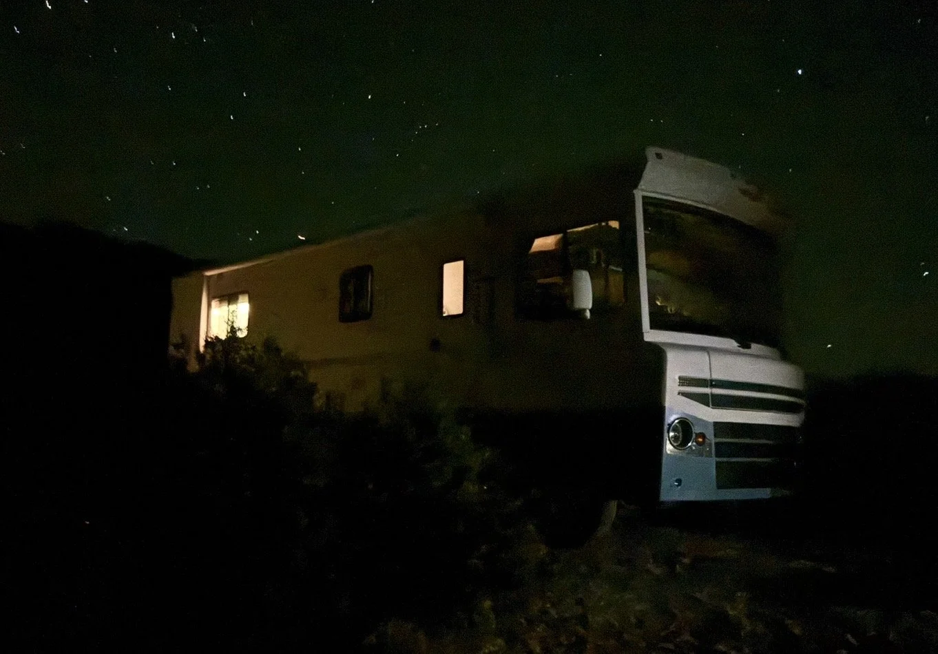 Boondocking somewhere in Oregon under a sky filled with stars. Photo by Charlotte Burns.