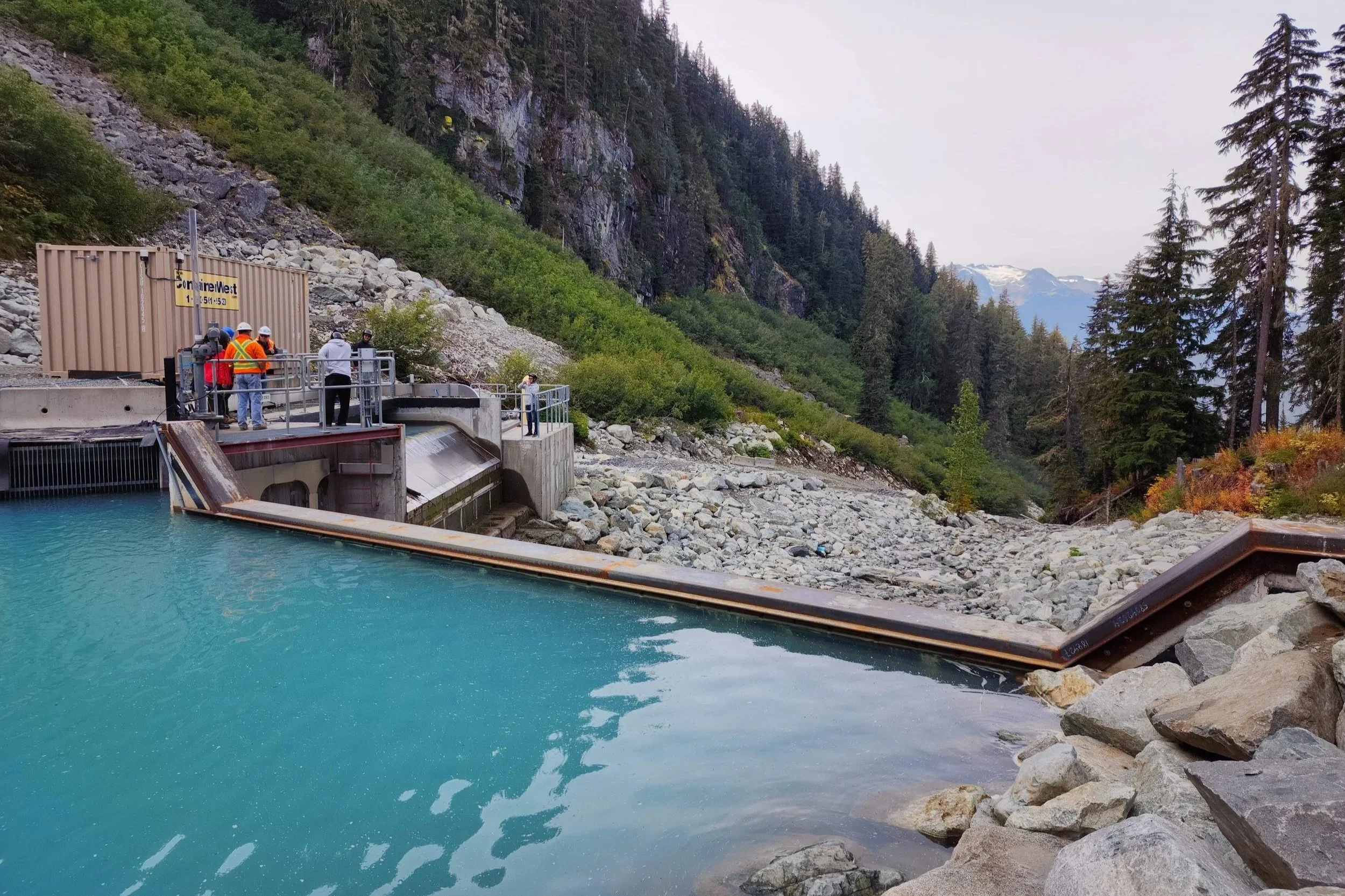 Run of river hydroelectric intake, representing Sea to Sky Energy Solutions' operations and development services in hydroelectricity.