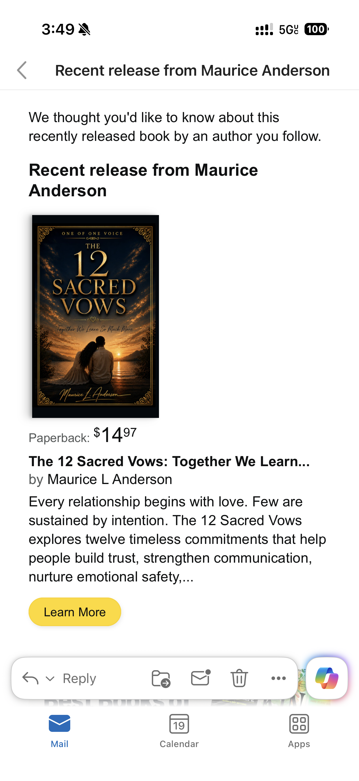 The 12 Sacred Vow book release