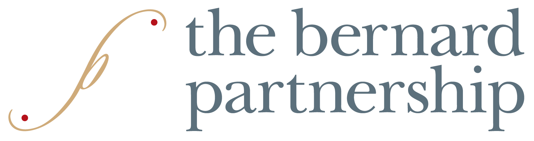 Logo of the Bernad Partnership featuring a stylized 'b' with two red dots and the name 'the bernard partnership' in gray text.