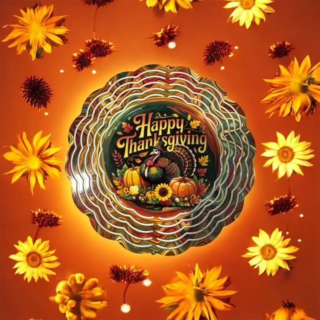 8" Happy Thanksgiving Wind Spinner