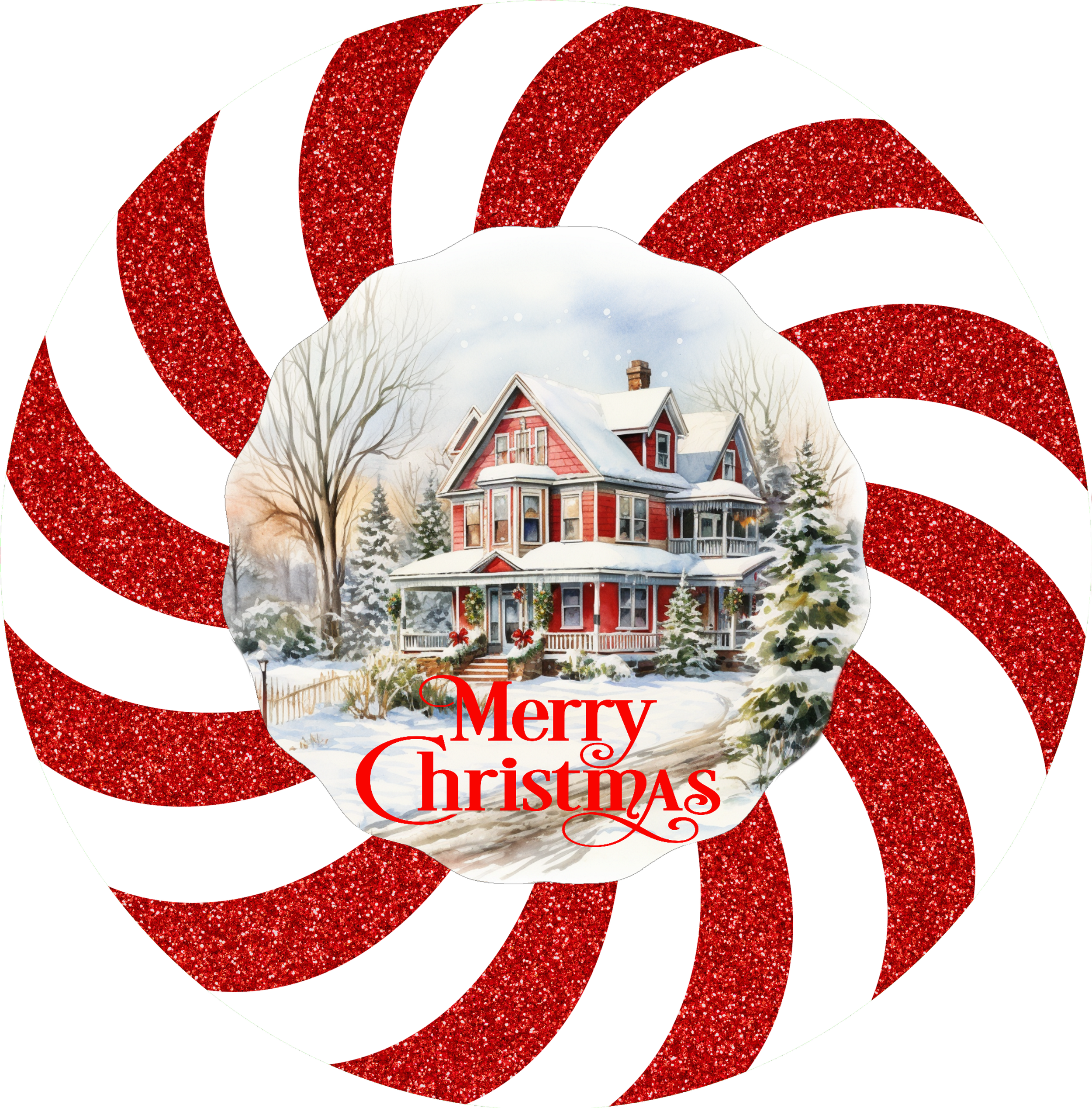 8" Candy Cane Merry Christmas Wind Spinner