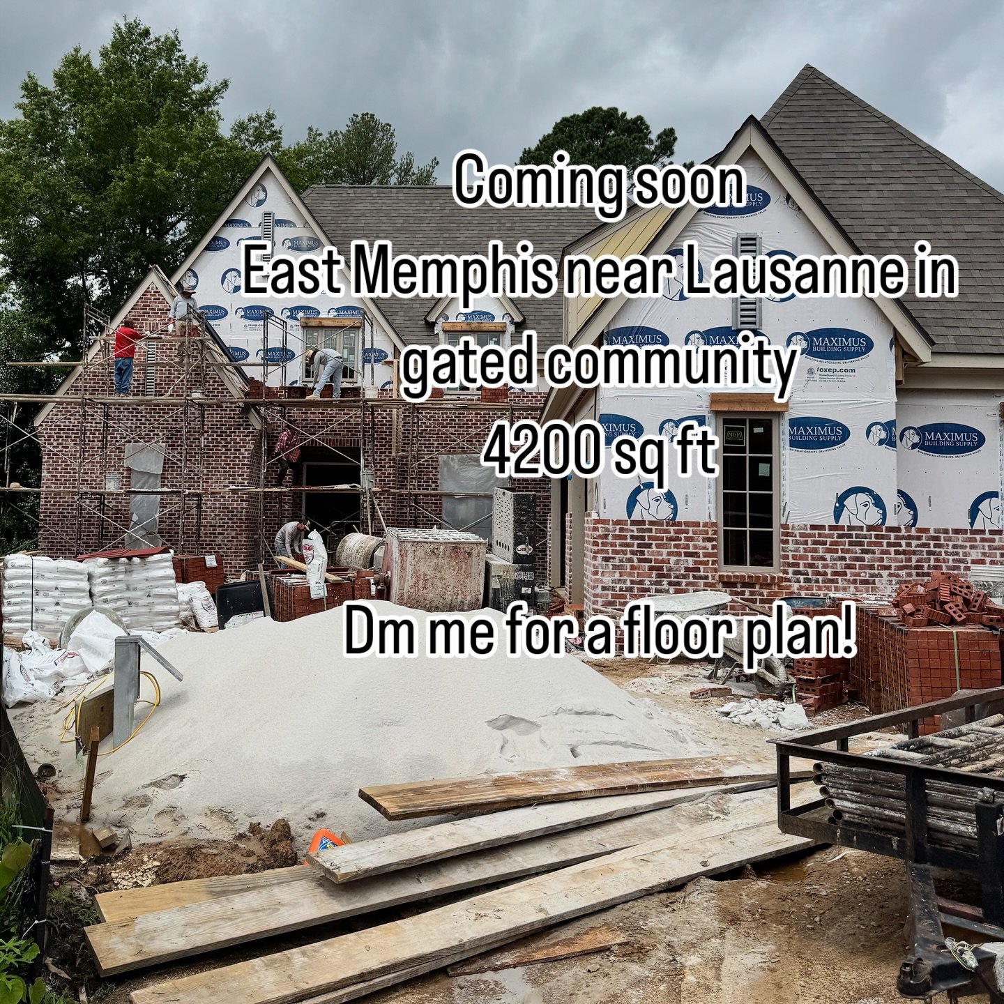 Rare brand new east memphis build near Lausanne school in gated community. Message for details! #newbuilds #eastmemphis #construction #newhome