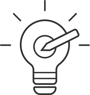 Geometric drawing of an outline square with sections divided by vertical, horizontal, and circle lines.