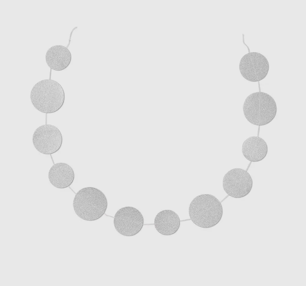 Silver Glitter Circle Sewn Garland