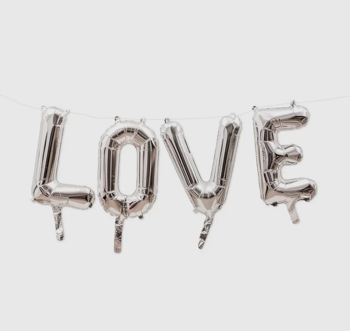 Silver Love Mylar Foil Letter Balloons