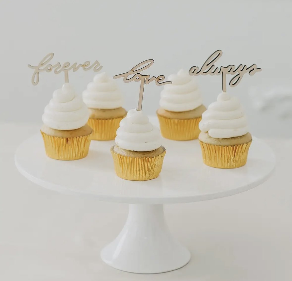 Natural Wood Cup Cake Toppers