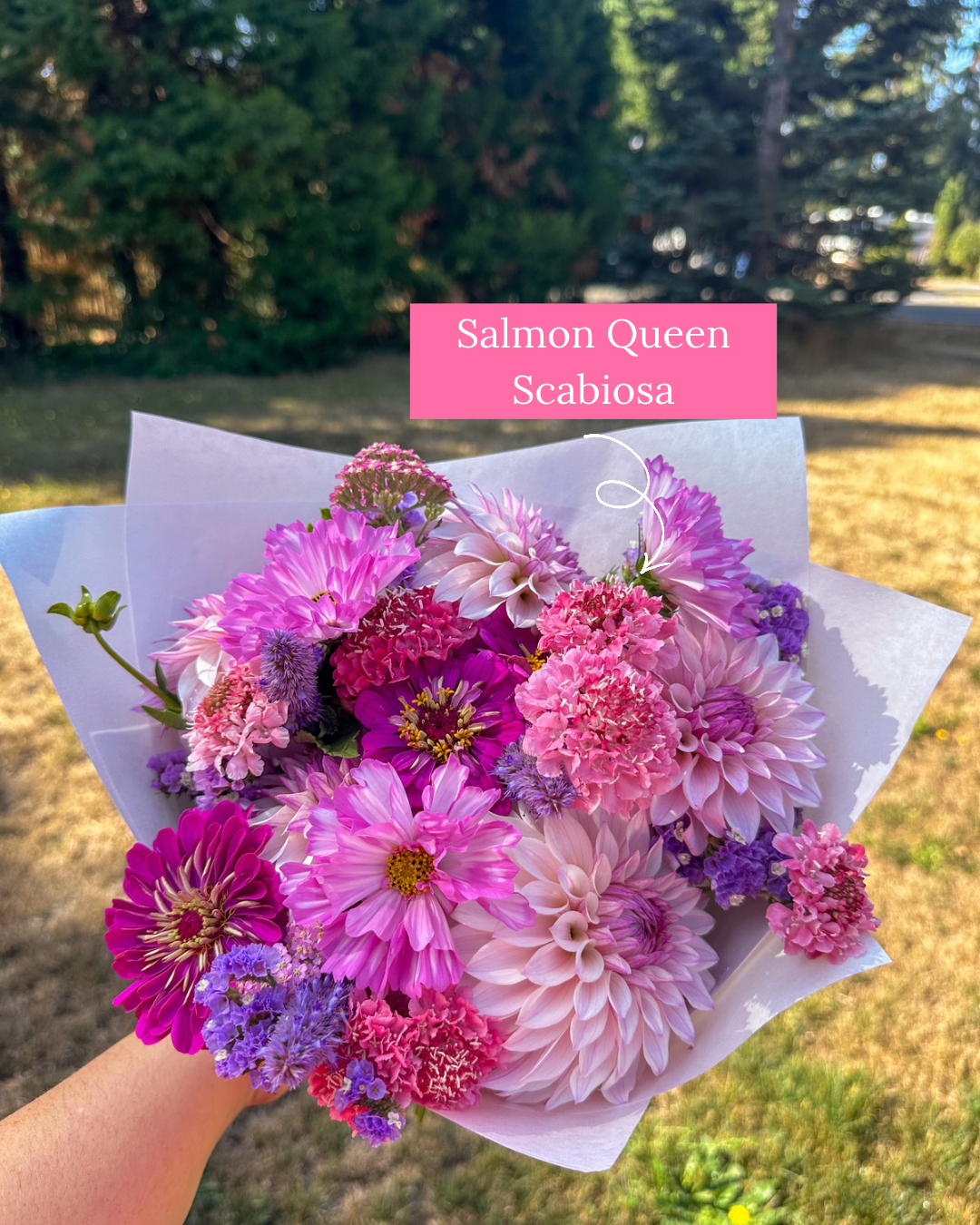 Photo of Pink and Purple Wrapped Bouquet