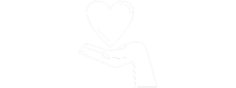 Line drawing of a hand holding a heart