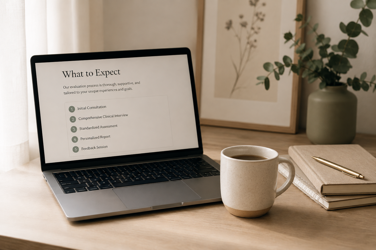 Laptop showing what to expect during an autism evaluation at Living Hope Counseling in Keller, Texas