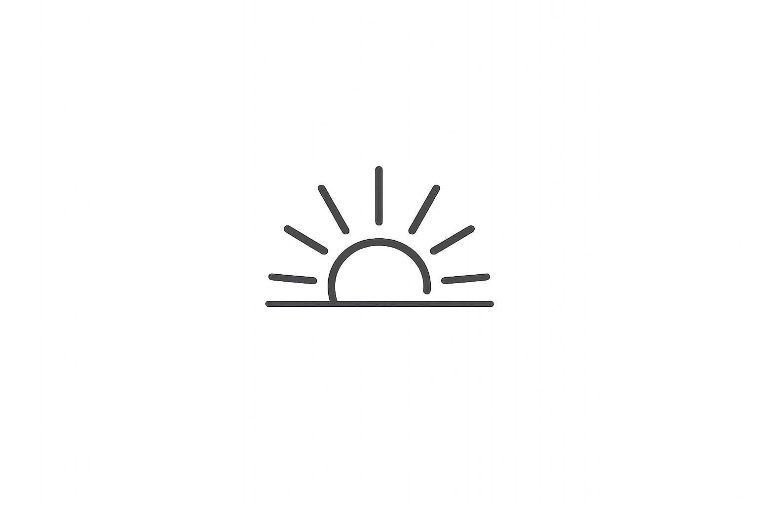 A digital illustration of a sunset or sunrise with rays extending outward above a horizon line