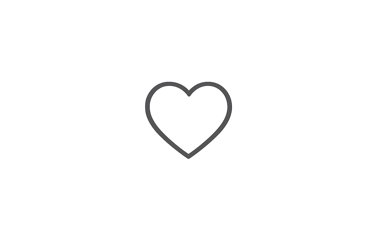 A simple gray outline of a heart on a black background.