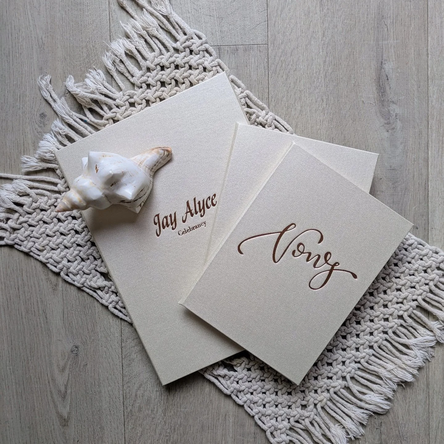 I am obsessed with my gorgeous @hourihan_bookbinding personalised ceremony folders. 
Just imagine.... all of the heartfelt vows and promises these folders will hold. ✨ 💕 

#weddingcelebrant 
#celebrant 
#weddingstationary 
#lovestory❤️ 
#weddingvows