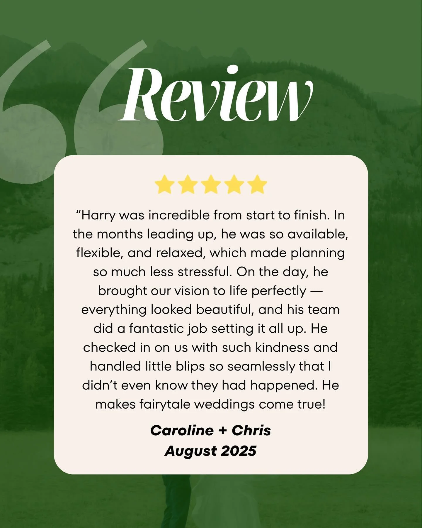Some lovely kind words from a couple who had a Banff Wedding we planned and coordinated this summer!

#banffweddingplanner #banffwedding #mountainwedding