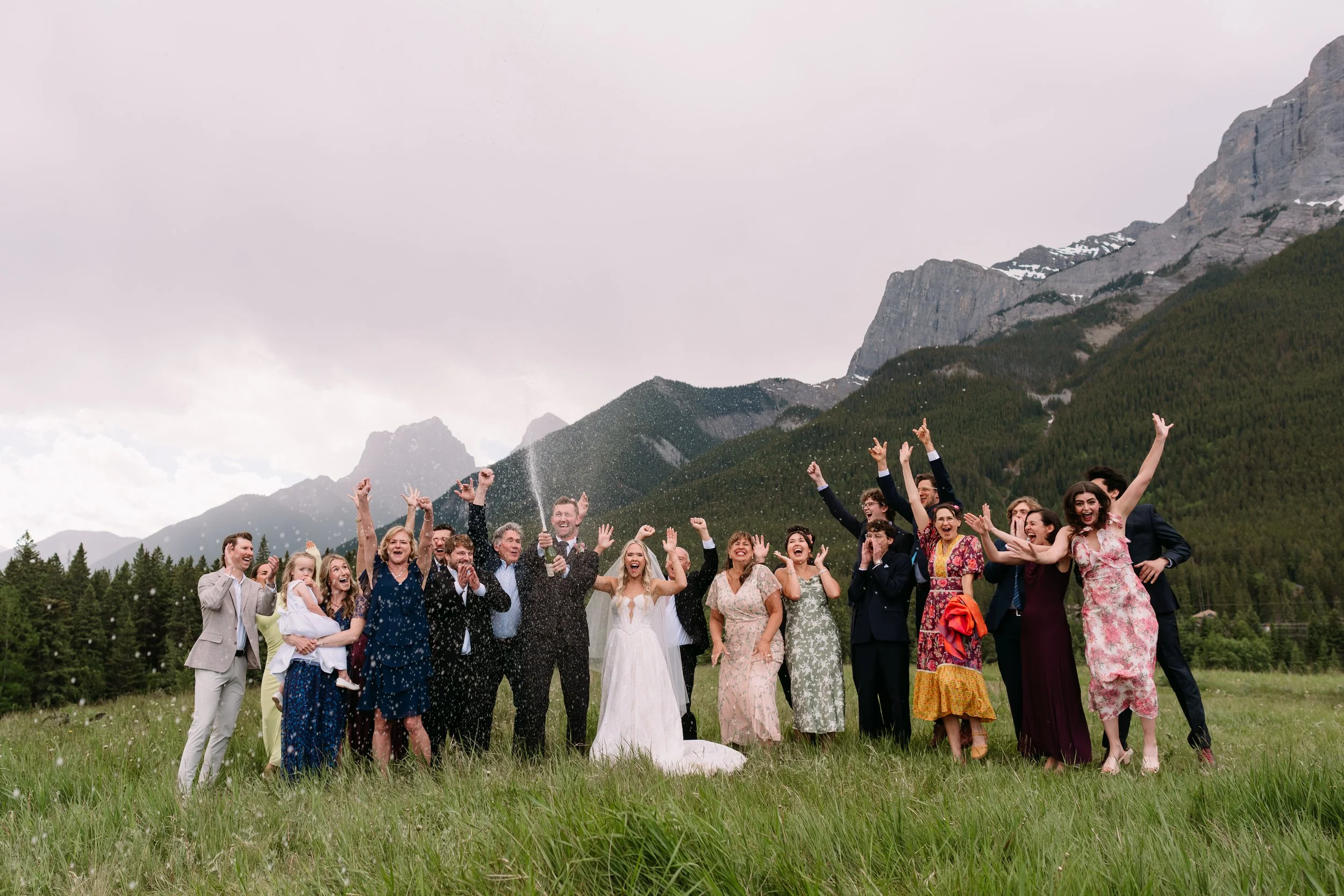 Canmore Wedding Champagne Spray
