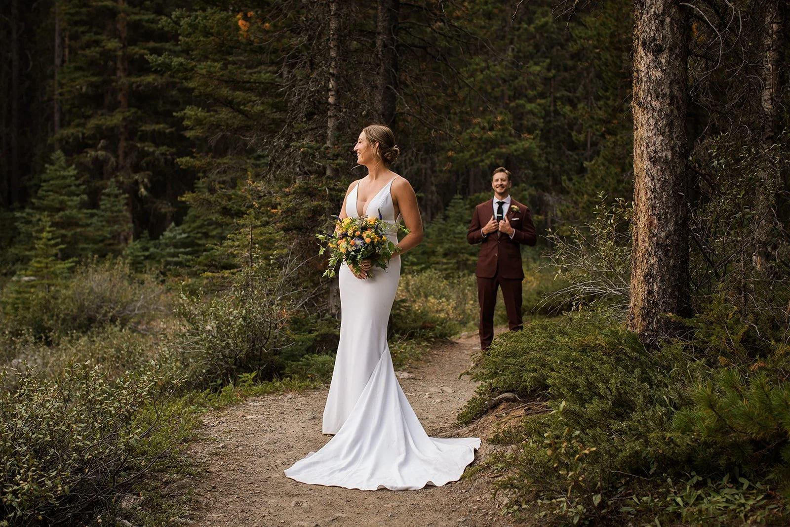 Bride Groom Wedding Forest Kananaskis