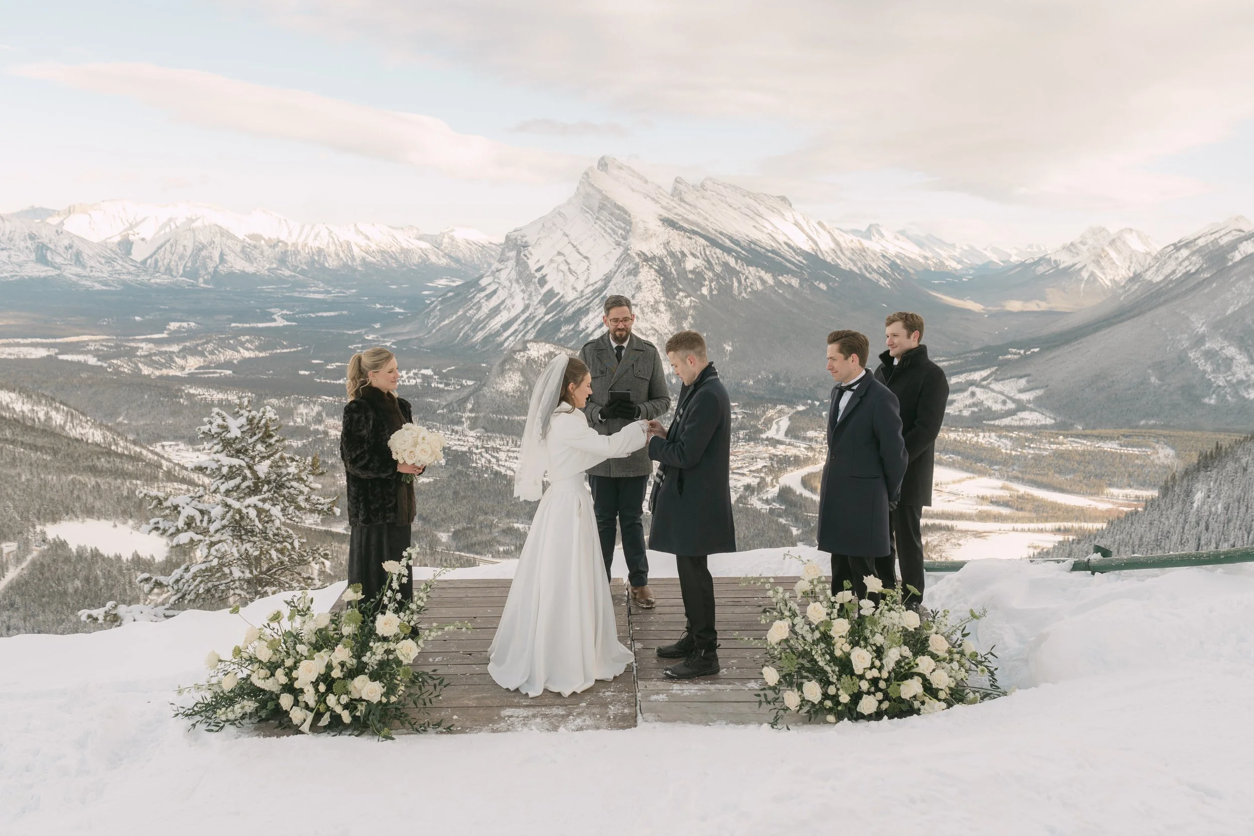 Banff Mountain Wedding Ceremony Winter Snow