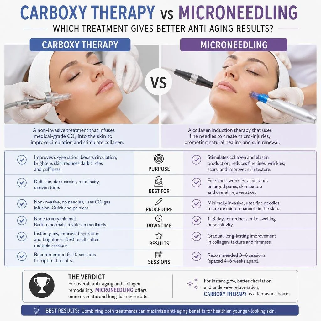 Carboxy Therapy vs Microneedling: Which Treatment Gives Better Anti-Aging Results?