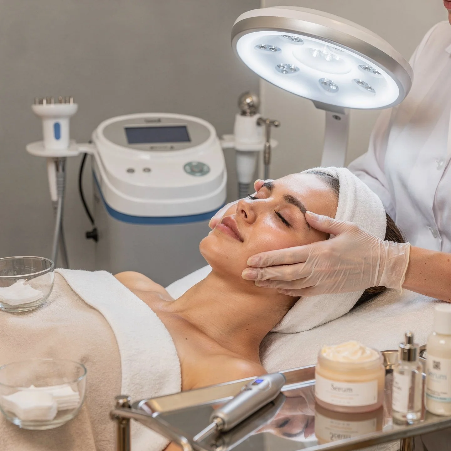 Basic Facial  Treatment—  (cleaning, lifting massage, frequency treatment, lamp therapy, cavitation treatment, moisturizing masks, products from Korea)