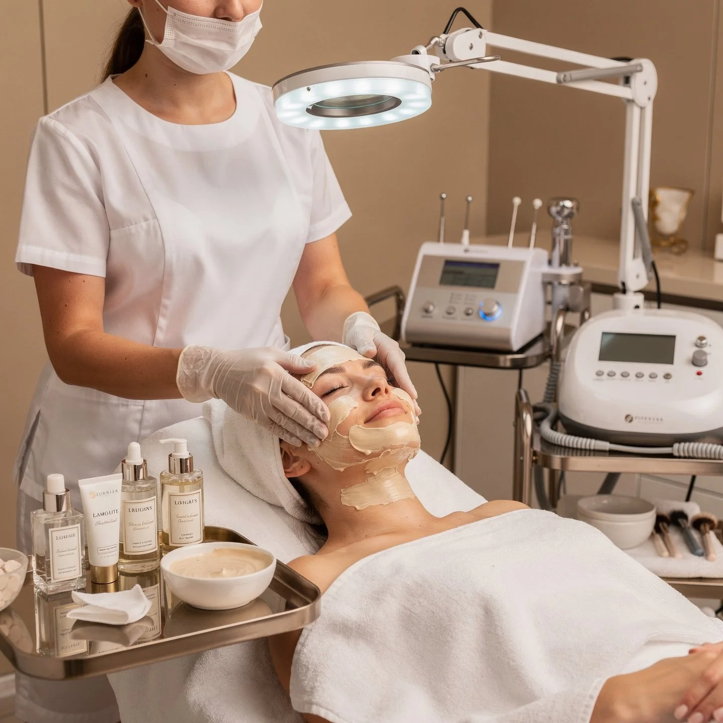 Luxury Facial Treatment (face, neck, hands) —  cleaning, lifting massage, lamp therapy, frequency therapy, cavitation treatment, anti-aging, revitalizing and carboxy masks, products from Europe