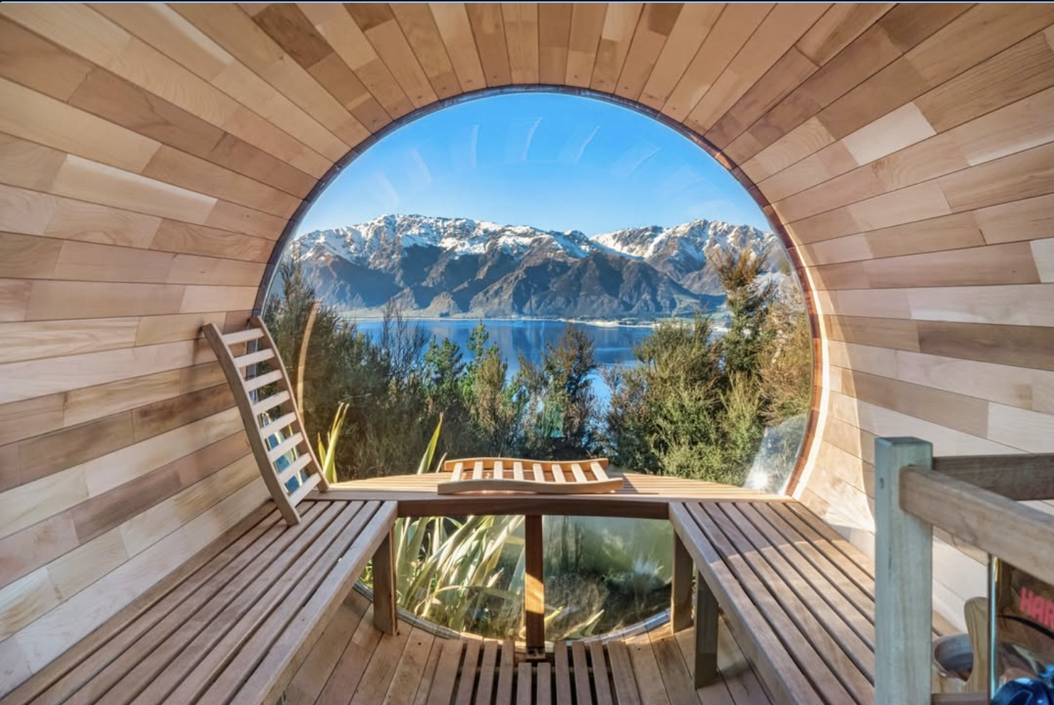 Click the sauna with mountain view to visit our NZ retreat page