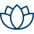 Simple line drawing of a lotus flower with three petals.