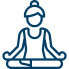Line drawing of a woman meditating on a yoga mat with a tree in the background
