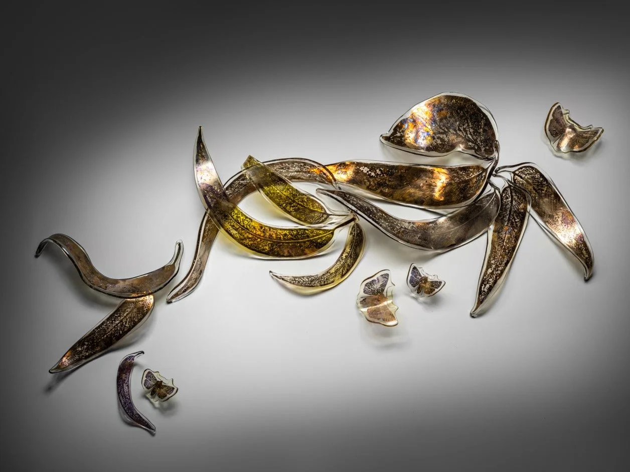 22. “Tread Lightly” I:II, 2025, 16p plinth installation with manna gum and ribbon gum leaves, and bogong moths. Overall dimensions L110cm x W60cm x H10cm.jpeg