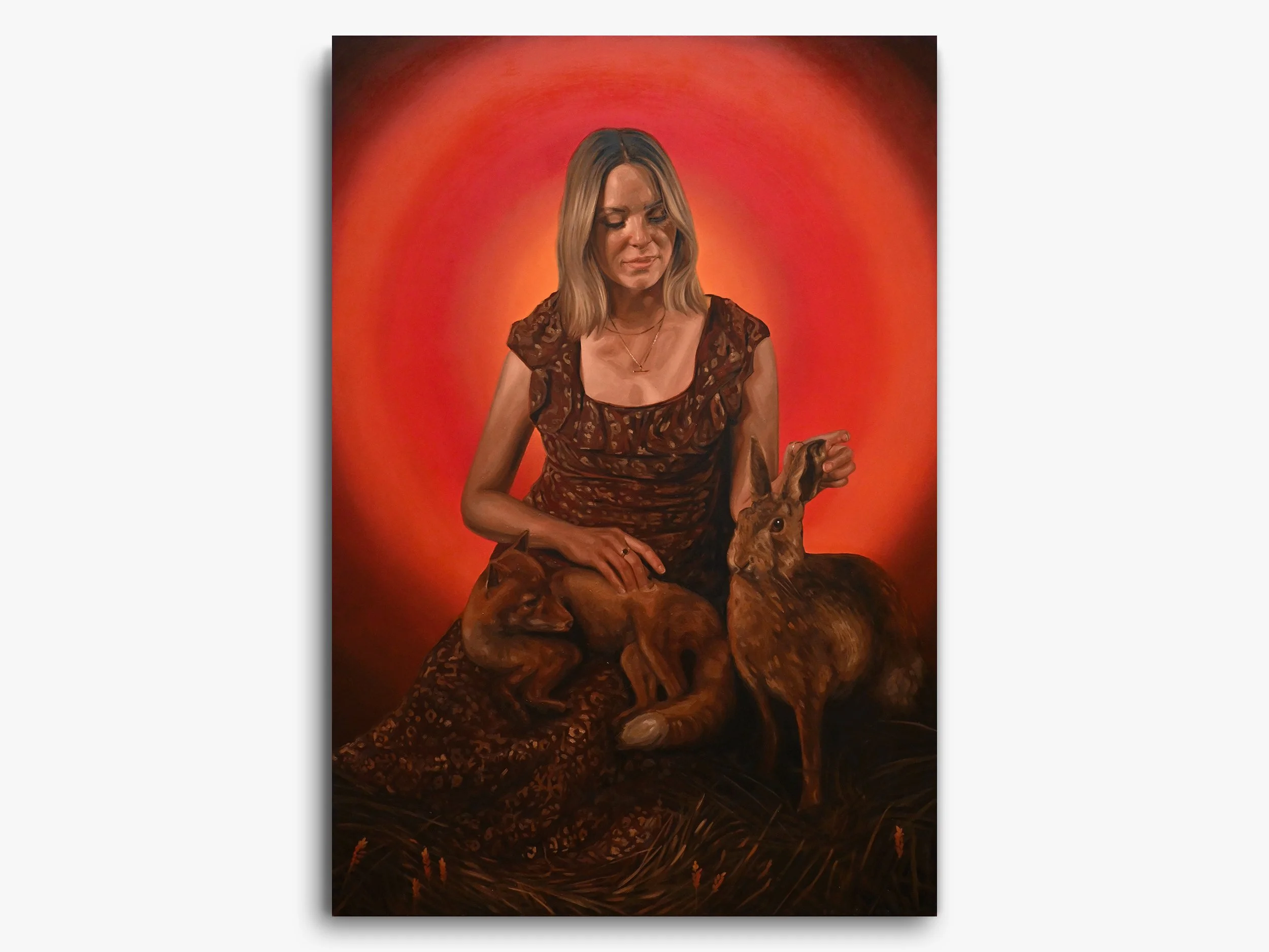 Lady with Fox Cub and Hare in the blinding Light, 2026